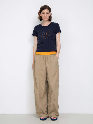 Cropped Letter Embroidered T-shirt