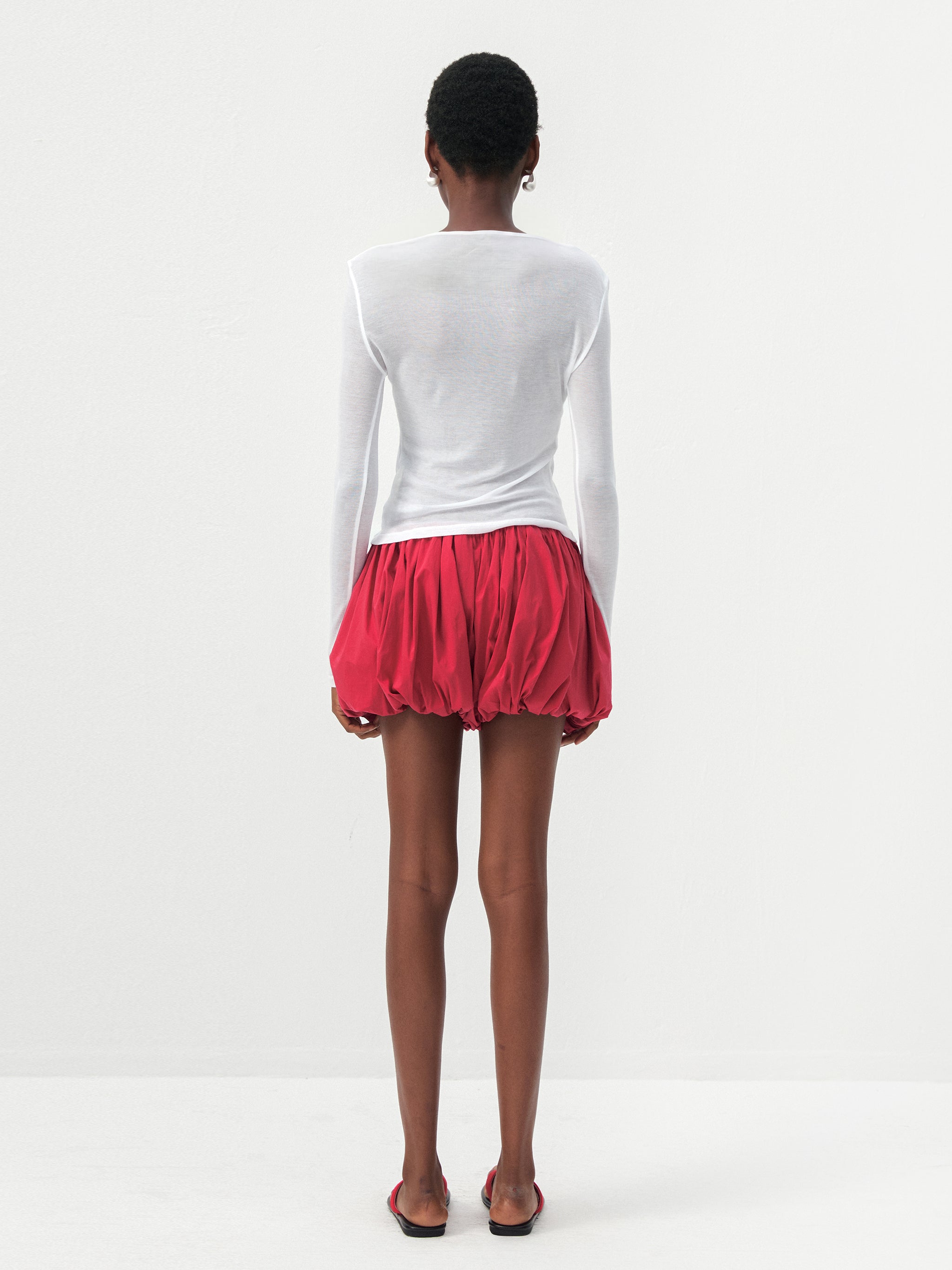 CUBIC Red High-Waisted Balloon Shorts-6