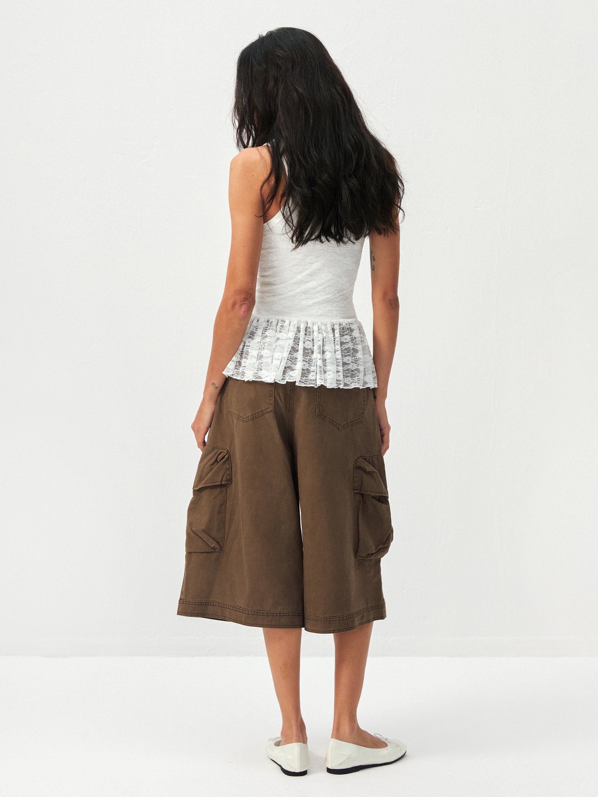 CUBIC Lace V-Neck Peplum Tank Top-6