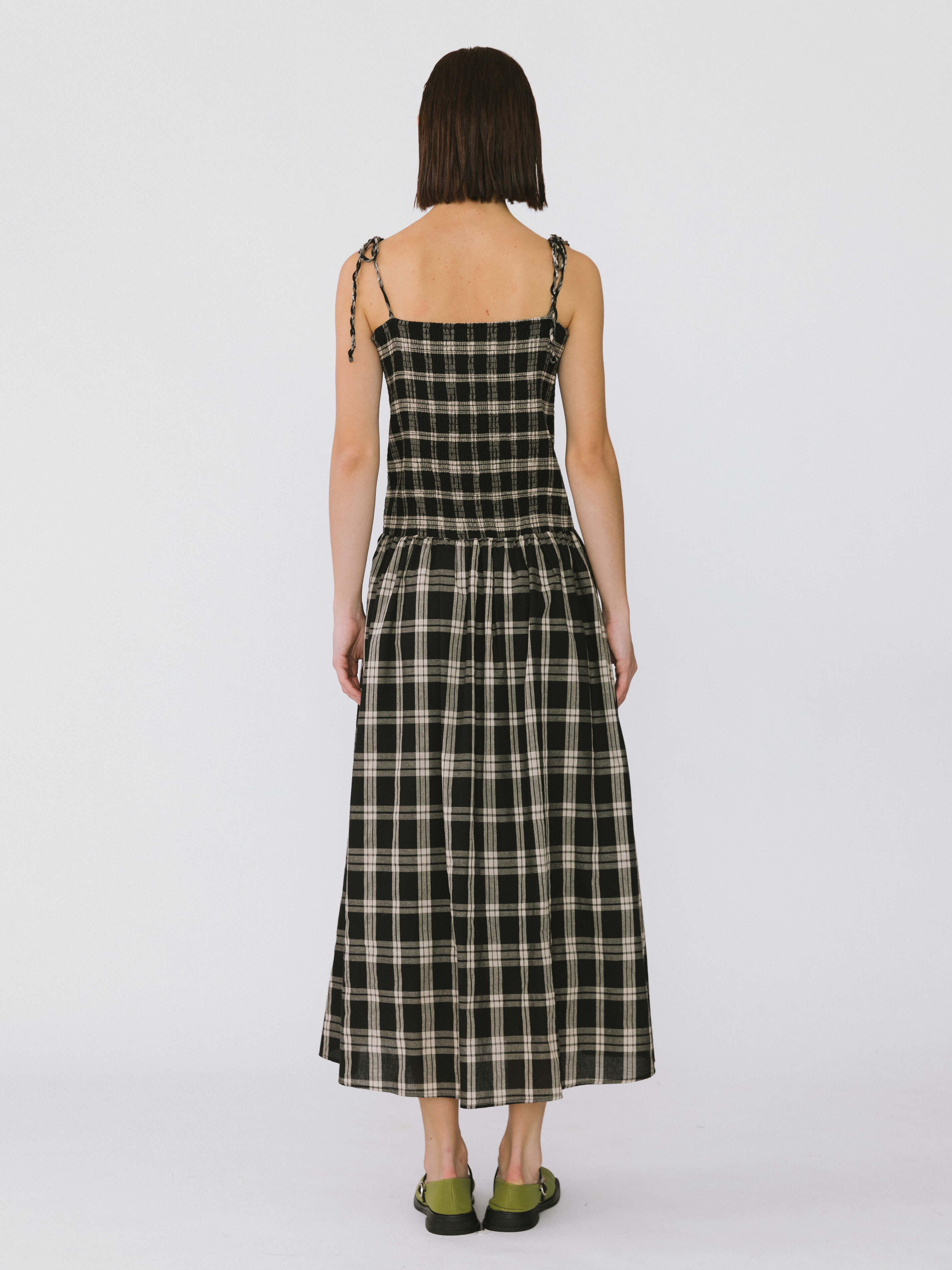 Pure Cotton Plaid Sling Dress-6