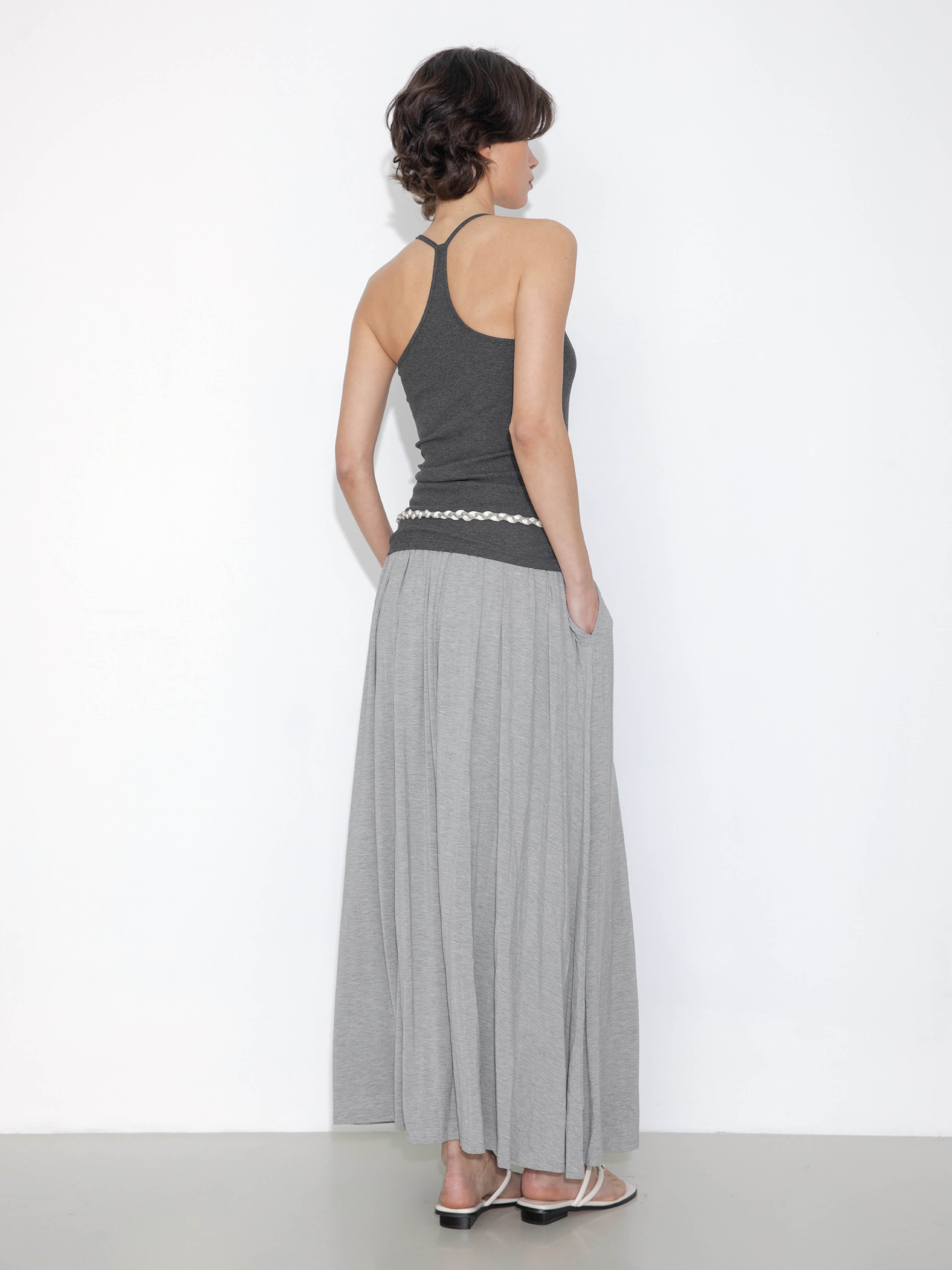 Pleated Hand-Braided High-Stretch Maxi Skirt-6
