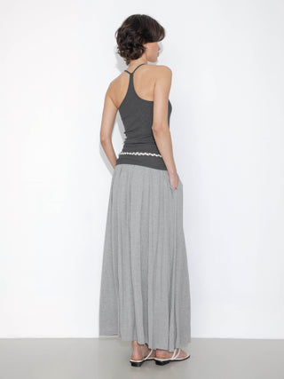 Pleated Hand-Braided High-Stretch Maxi Skirt