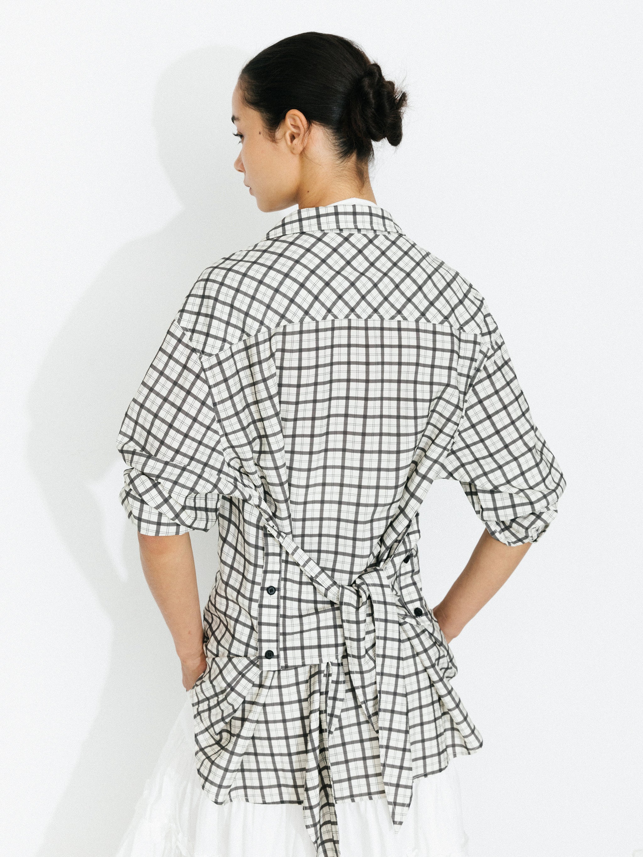 Oversized Checkered Shirt with Detachable Belt-6