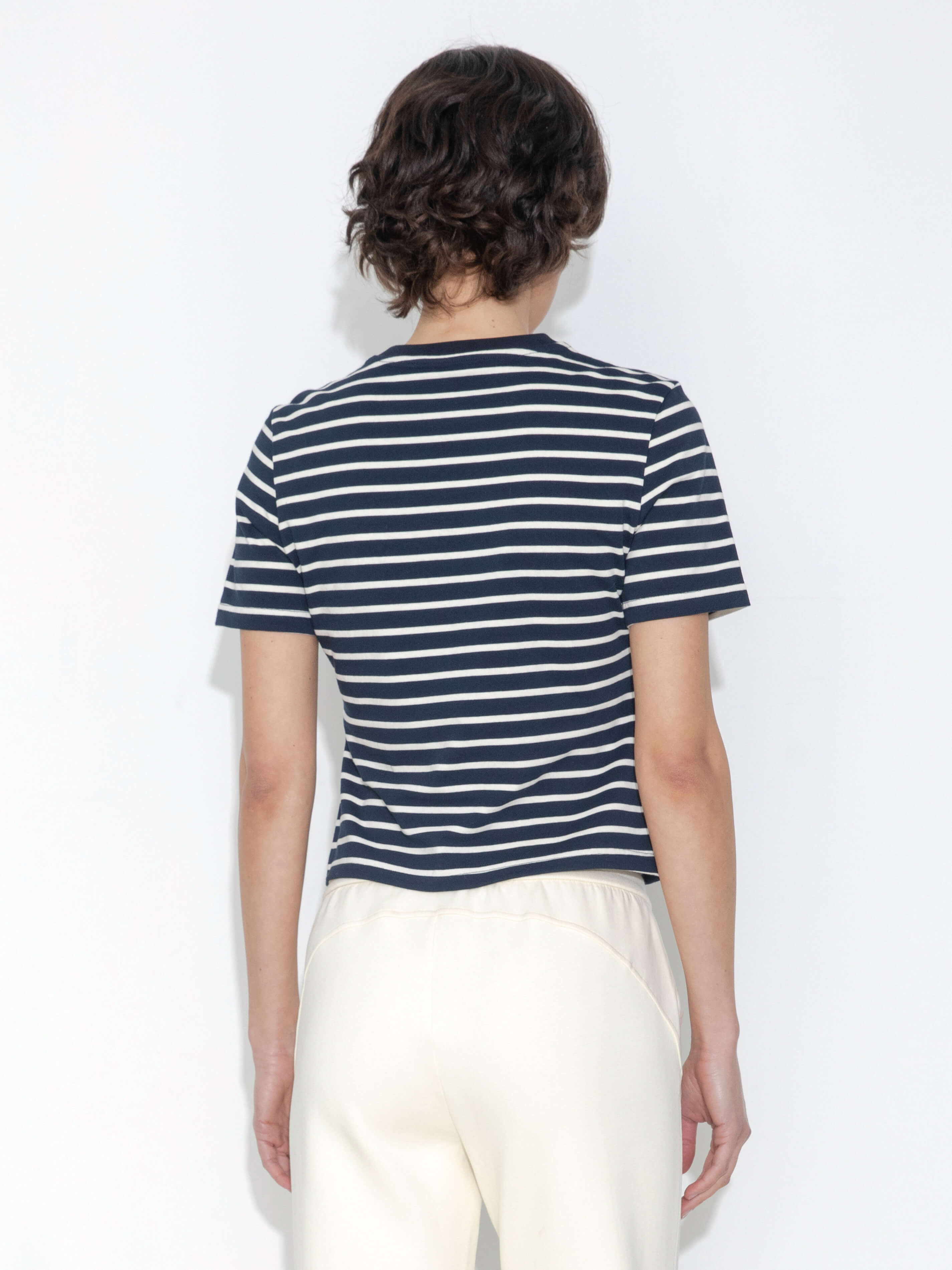C by CUBIC Striped Basic Cotton T-Shirt-7