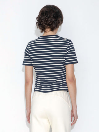 C by CUBIC Striped Basic Cotton T-Shirt