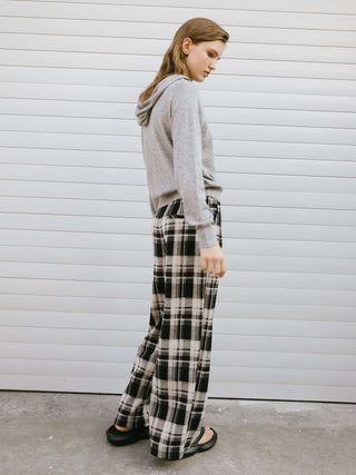 Black Checked Straight Trousers