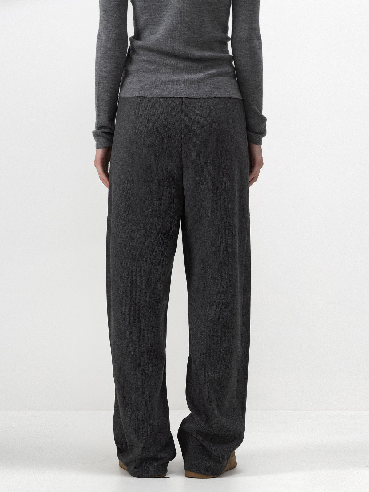 CUBIC Herringbone Drawstring Straight-Leg Trousers-6