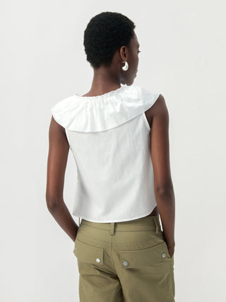 CUBIC Ruffle V-Neck Sleeveless Blouse