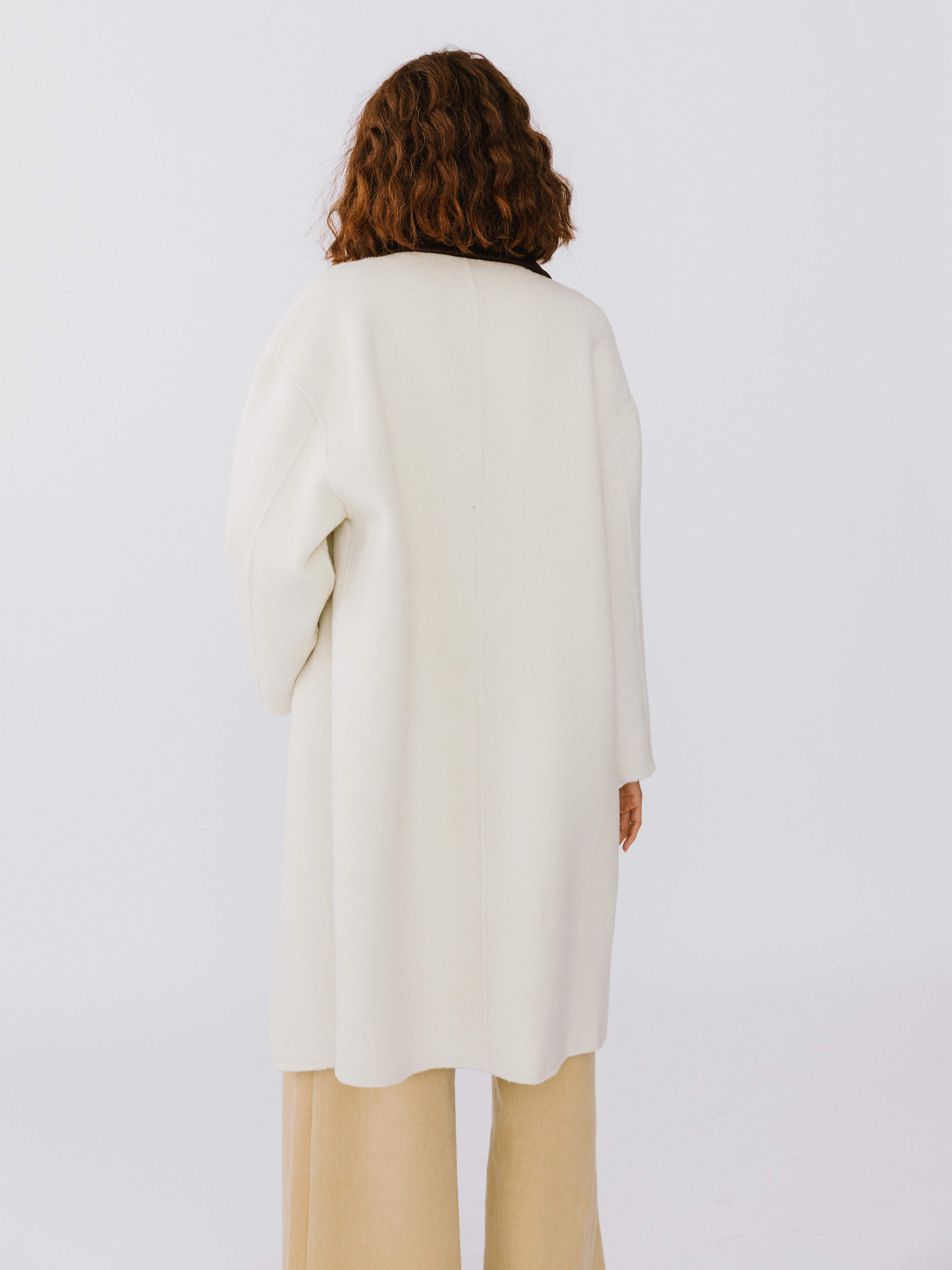 Contrast Coloured Collar Wool Coat-7