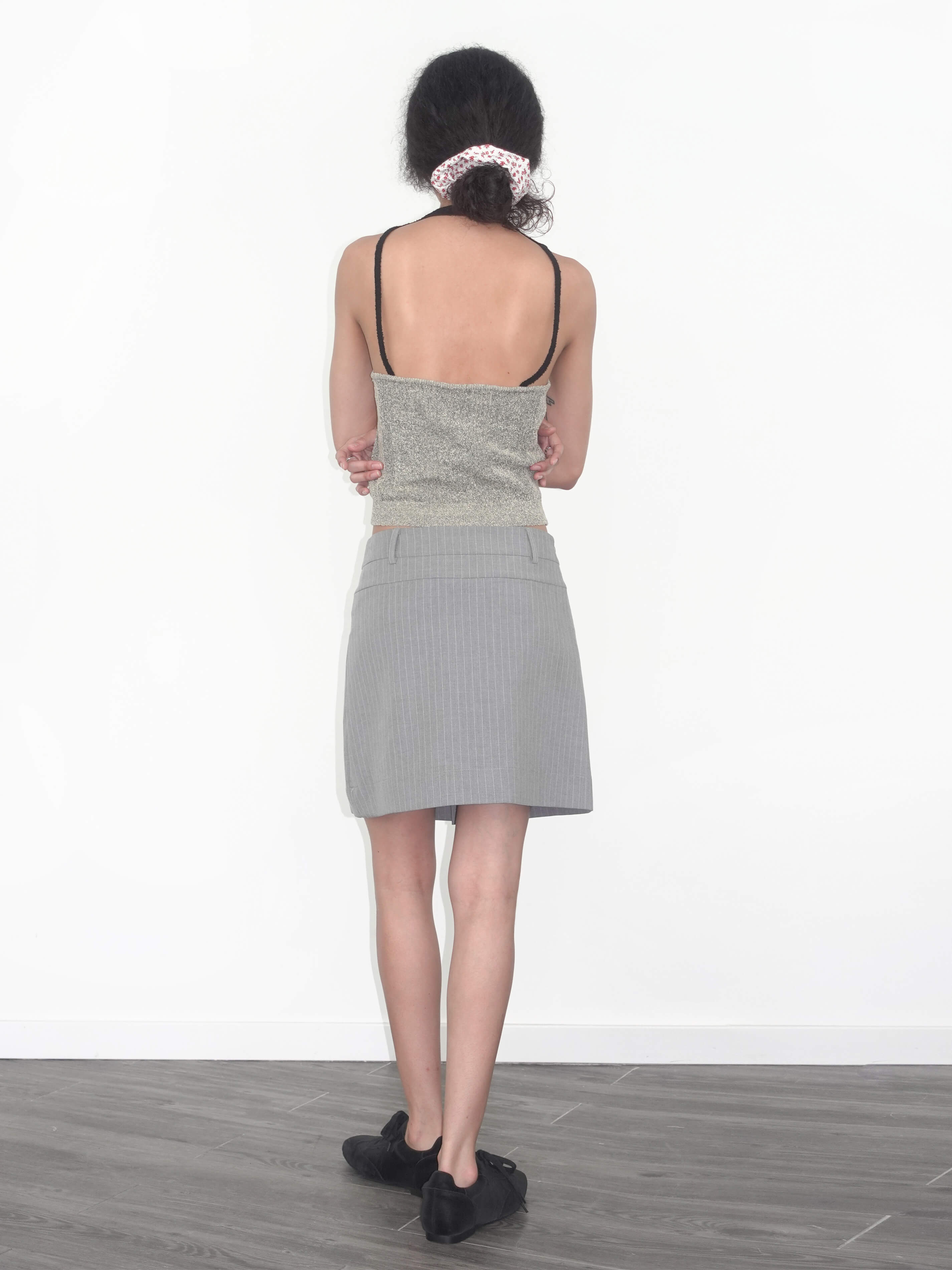Pinstripe Pleated Mini Skirt-6