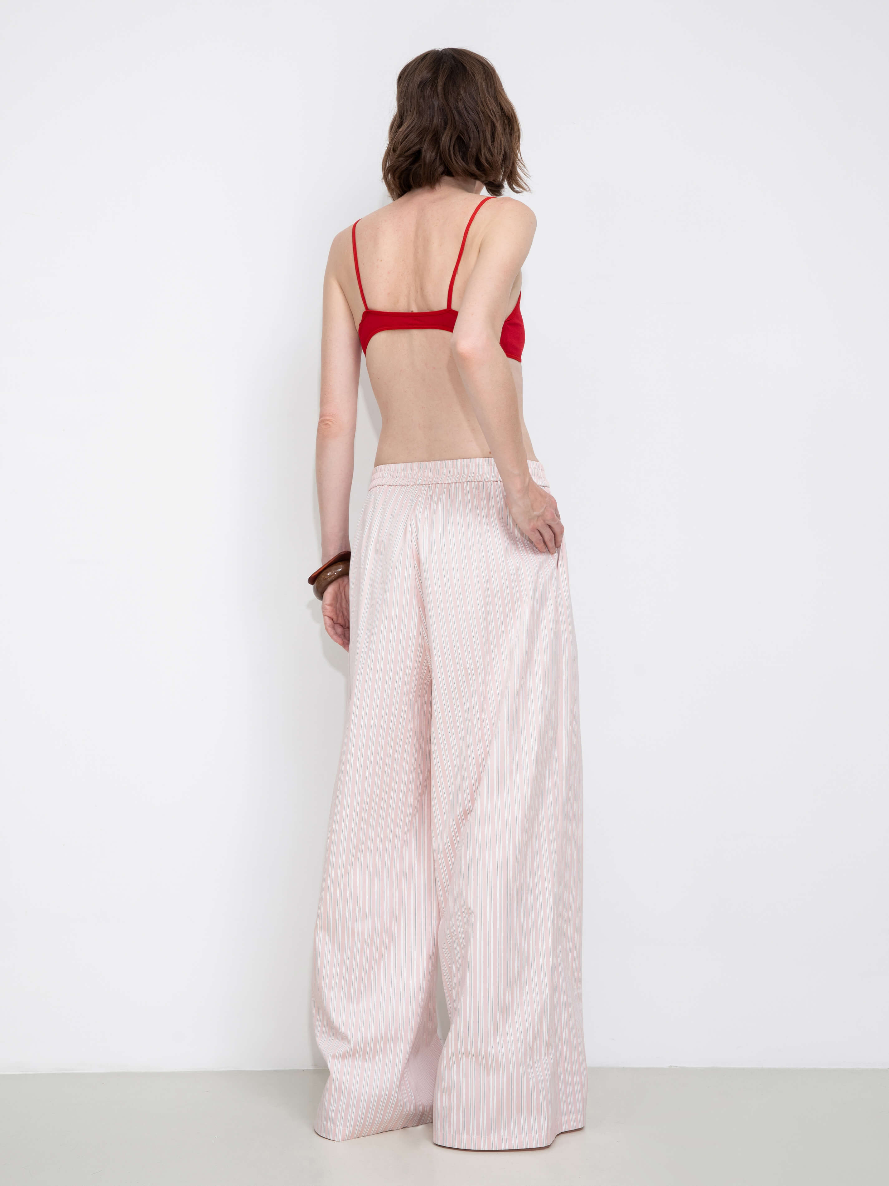 Pleated Striped Wide-Leg Trousers-5