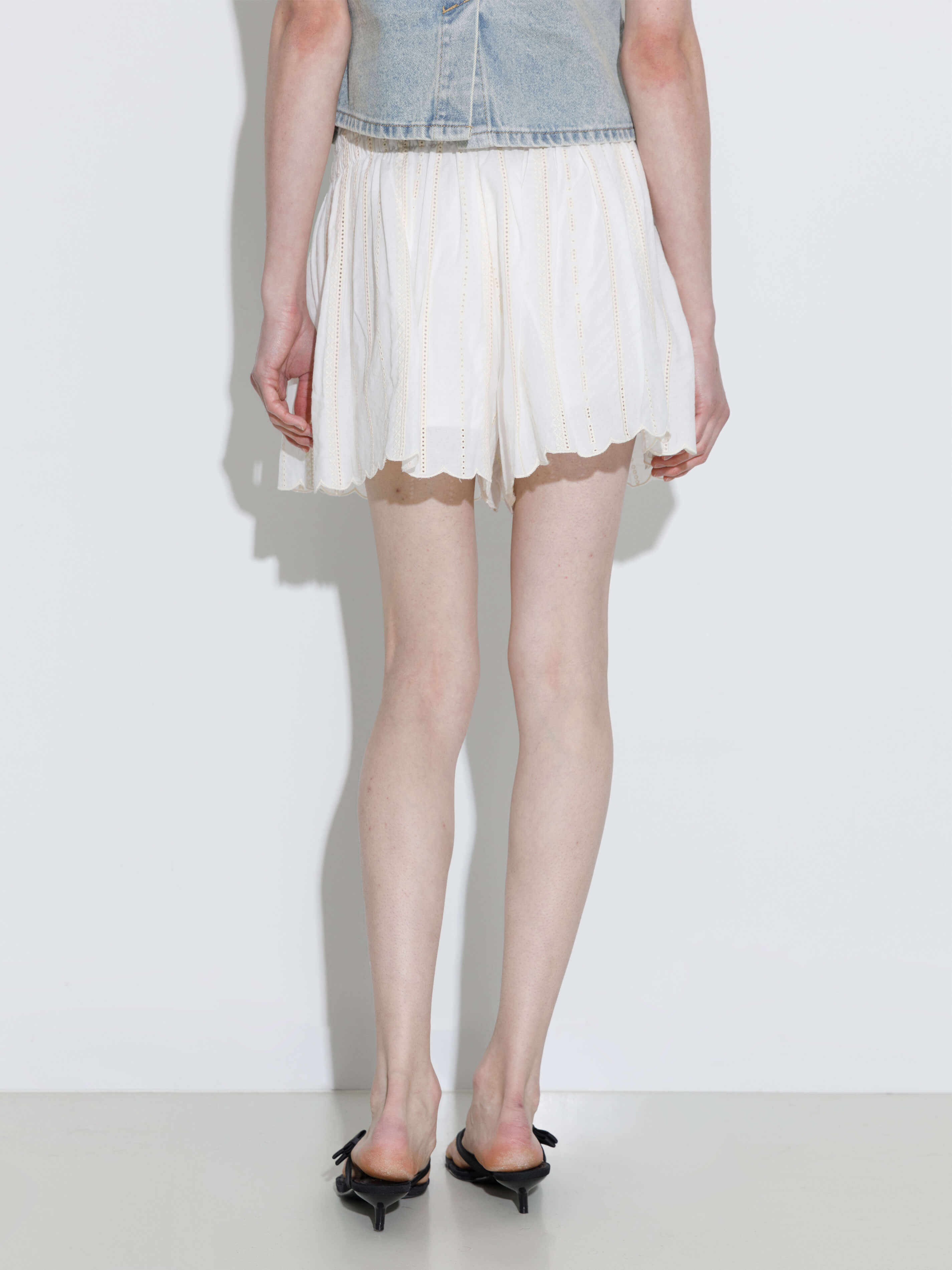 100% Cotton Lace-Trim Elasticated Mini Skirt-7