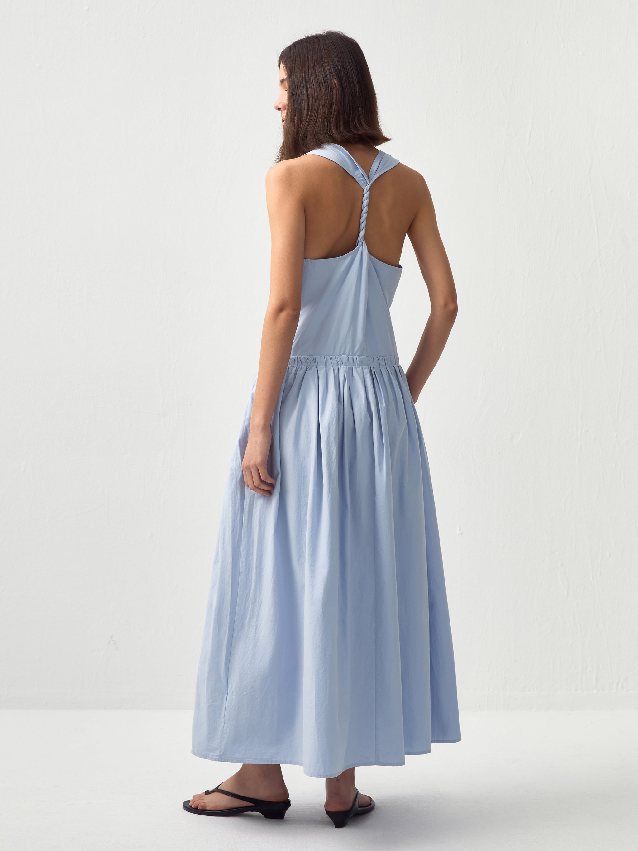 CUBIC 100% Cotton Halter Neck Cowl Dress-6