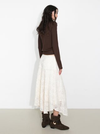 Asymmetrical Lace-Embroidered Skirt