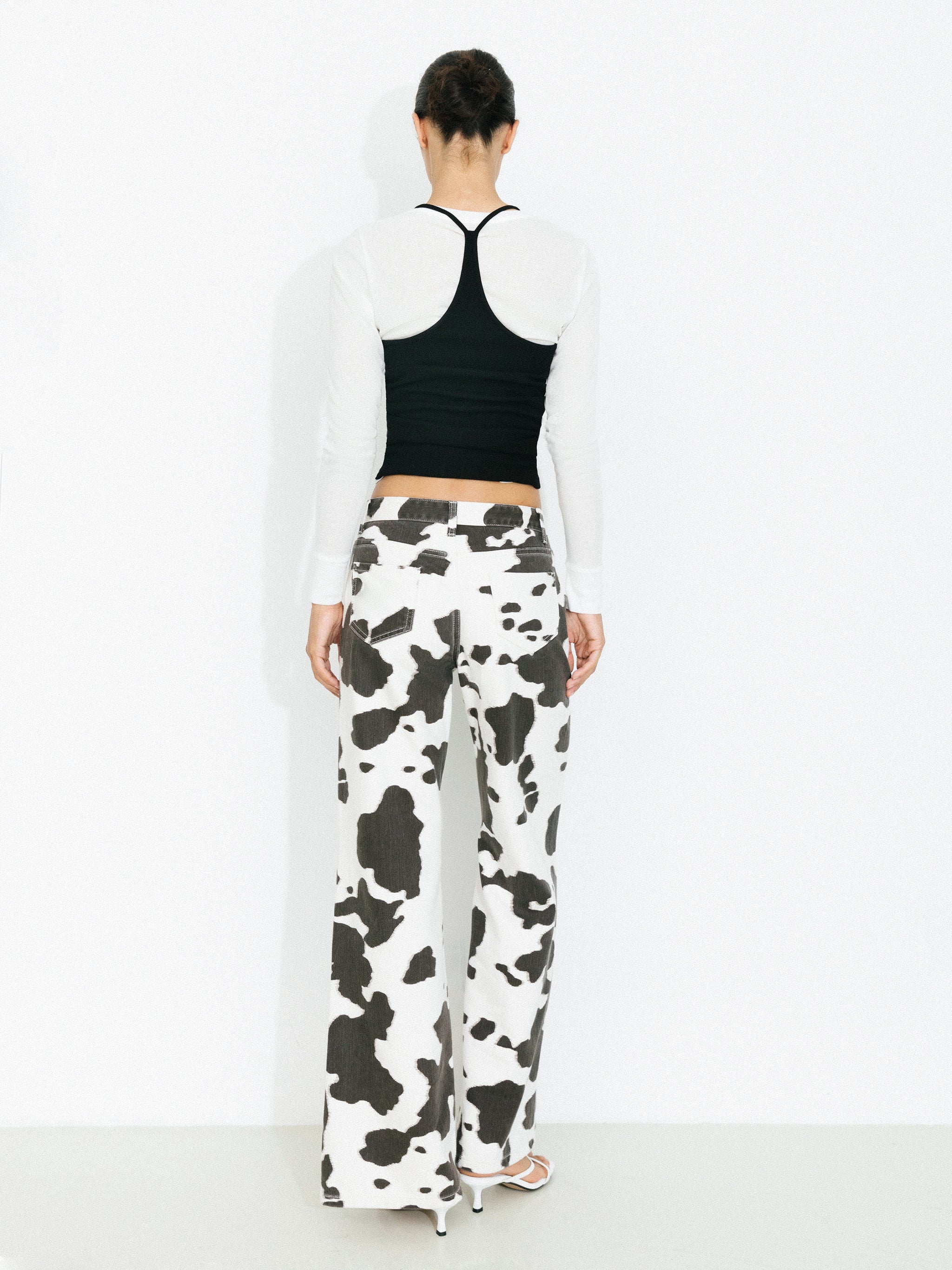 Cow Print Wide-Leg Trousers-6