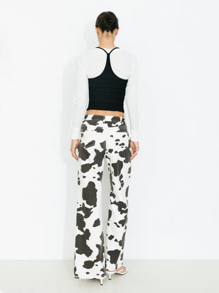 Cow Print Wide-Leg Trousers