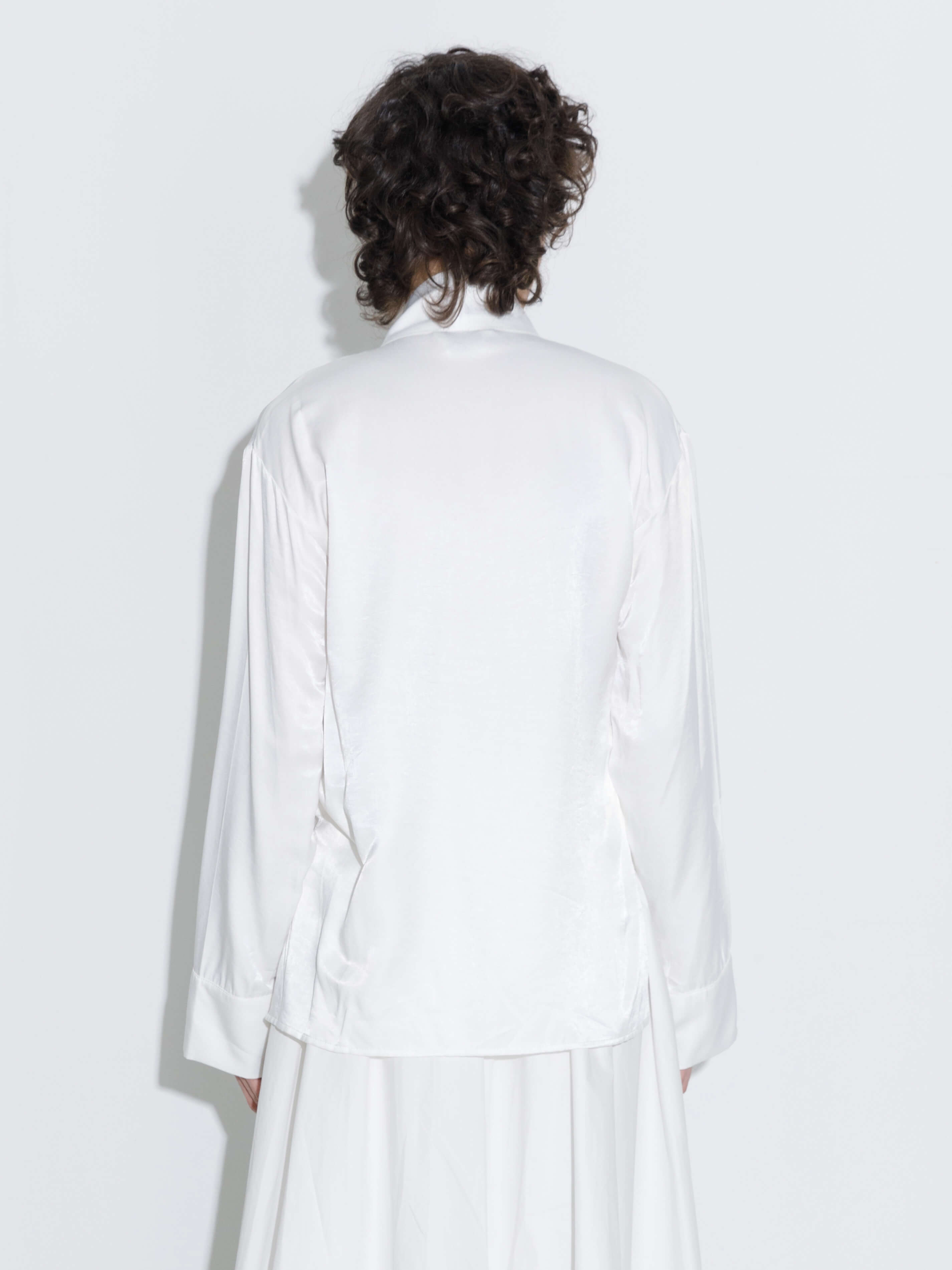 Oversize Satin Blouse with Tie-6