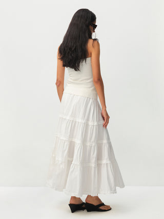 100% Cotton A-line Ruffled White Cake skirt