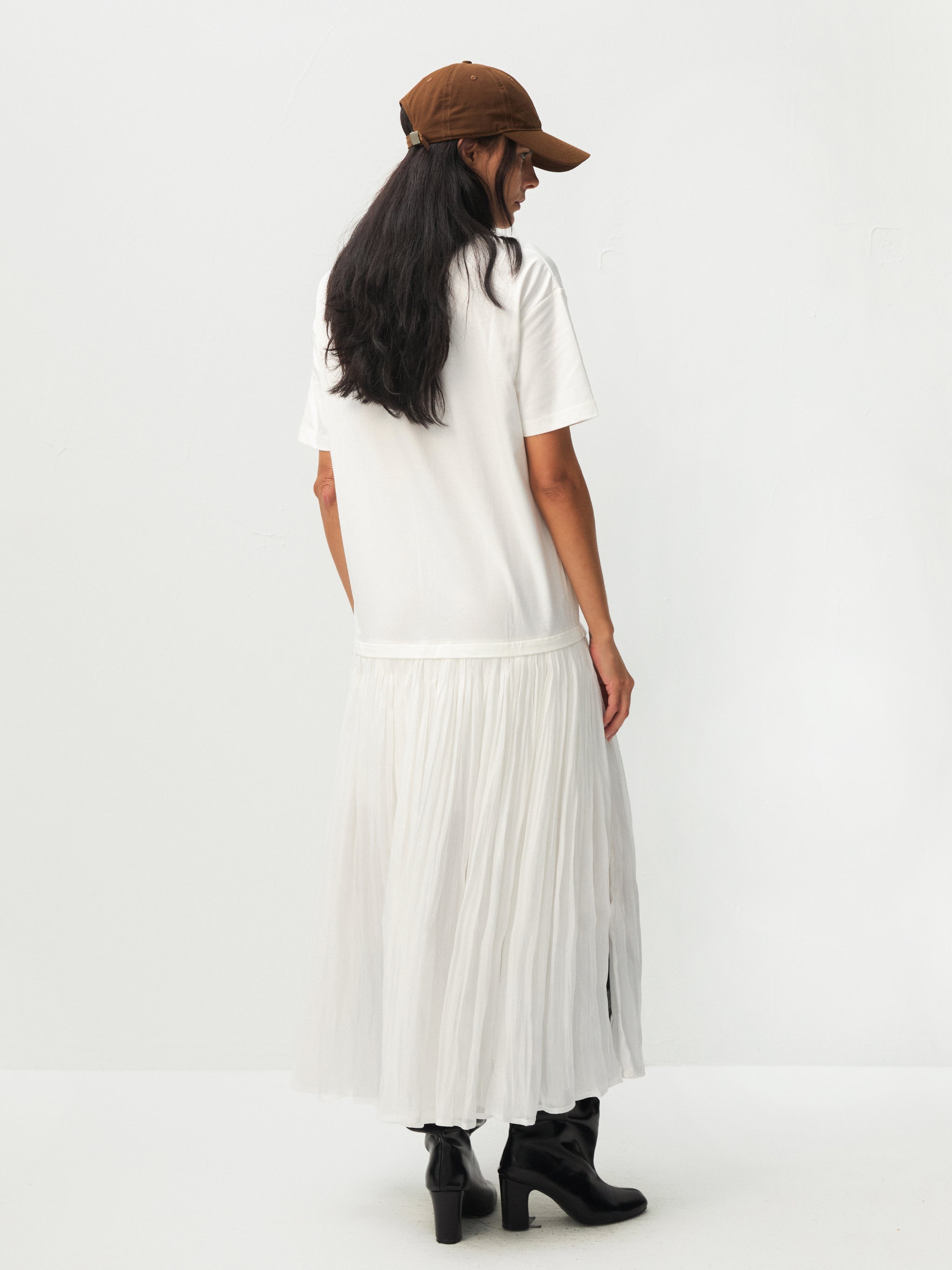 Oversized Round Neck Short Sleeve Pleated Dress-6