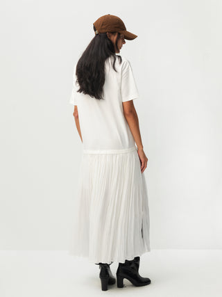 Oversized Round Neck Short Sleeve Pleated Dress