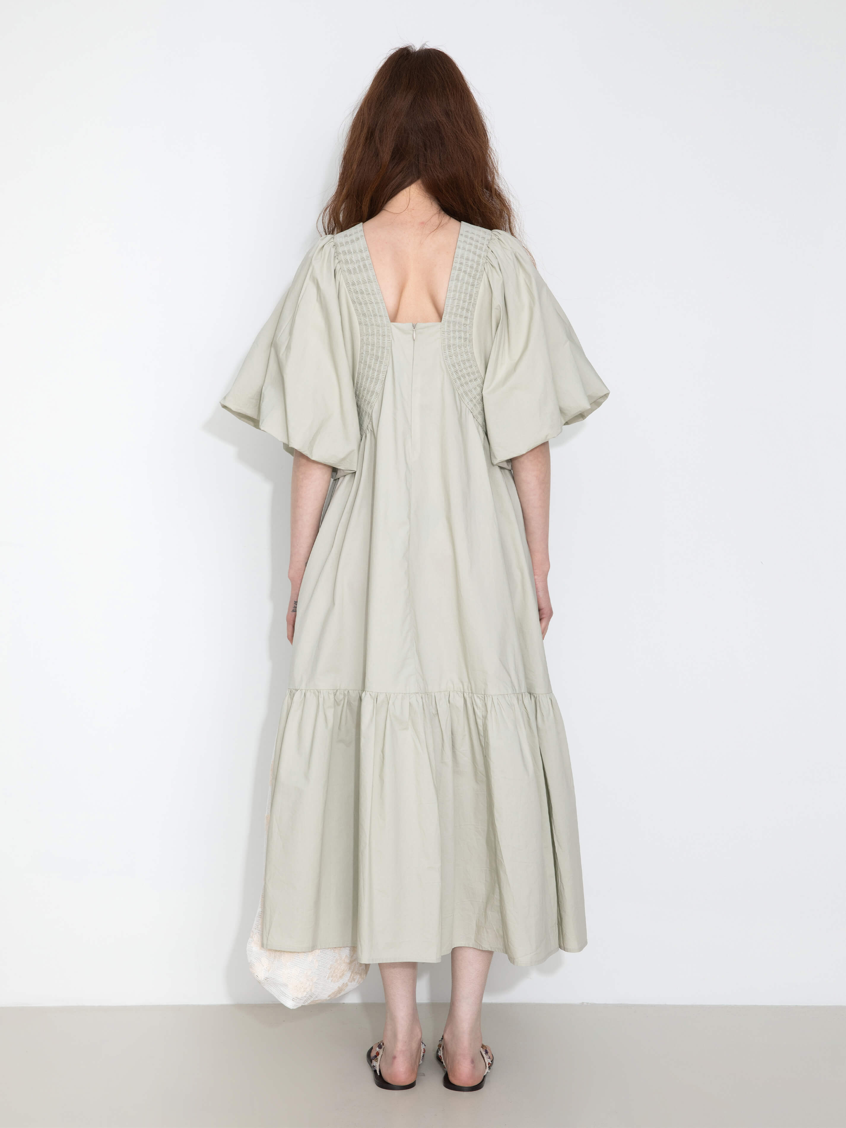 100% Cotton Puff Sleeve Loose-Fit Vacation Dress-6