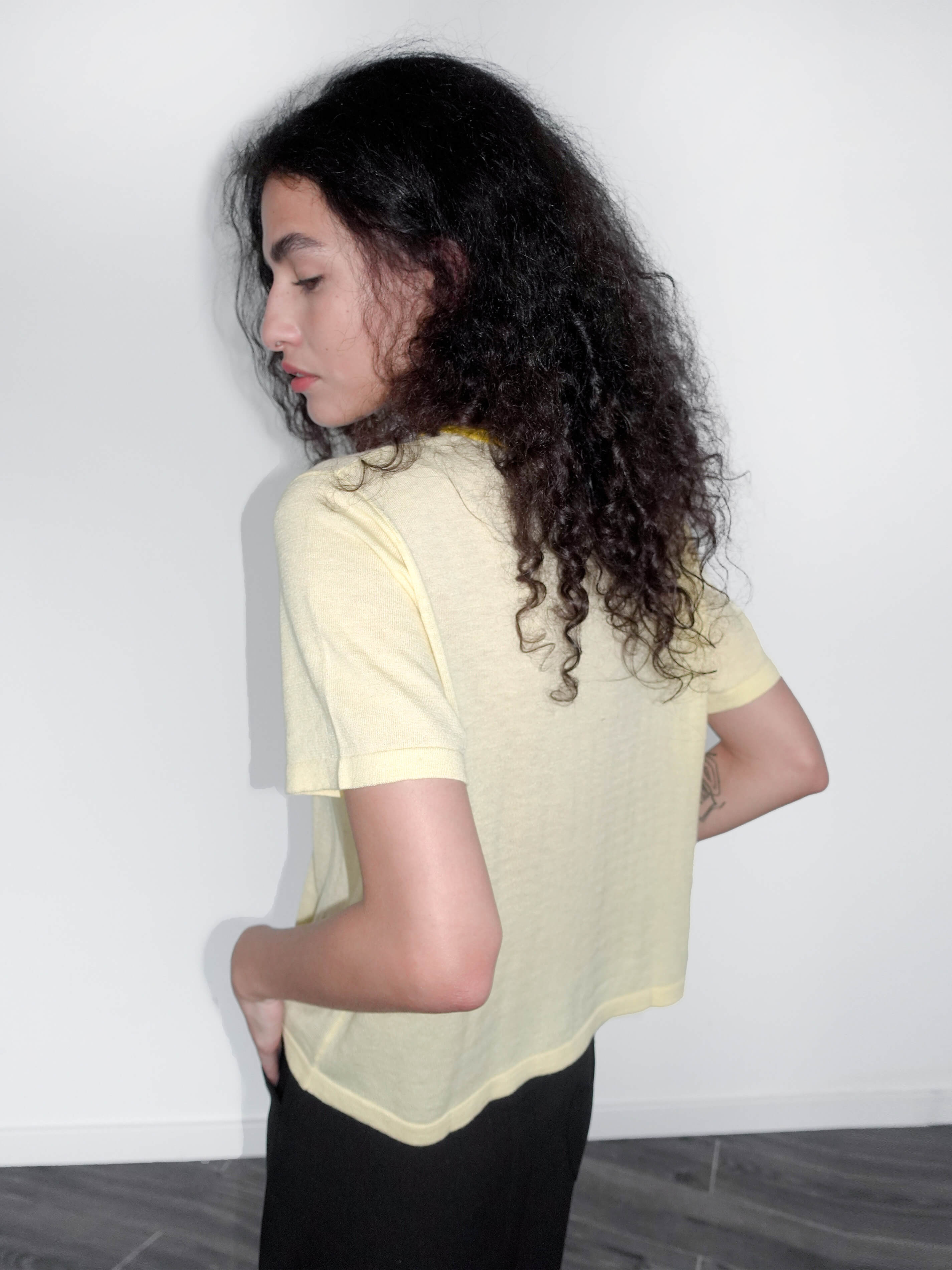 Contrast Color T-shirt with Wool Blend-12