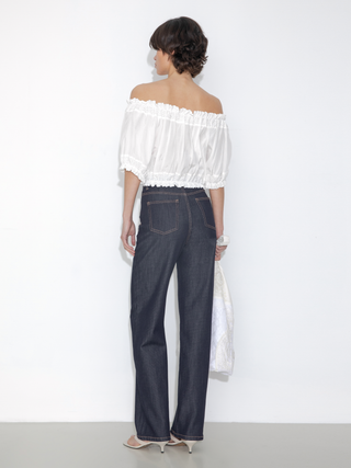 Off-Shoulder Cropped Top with Cut-Out Panels