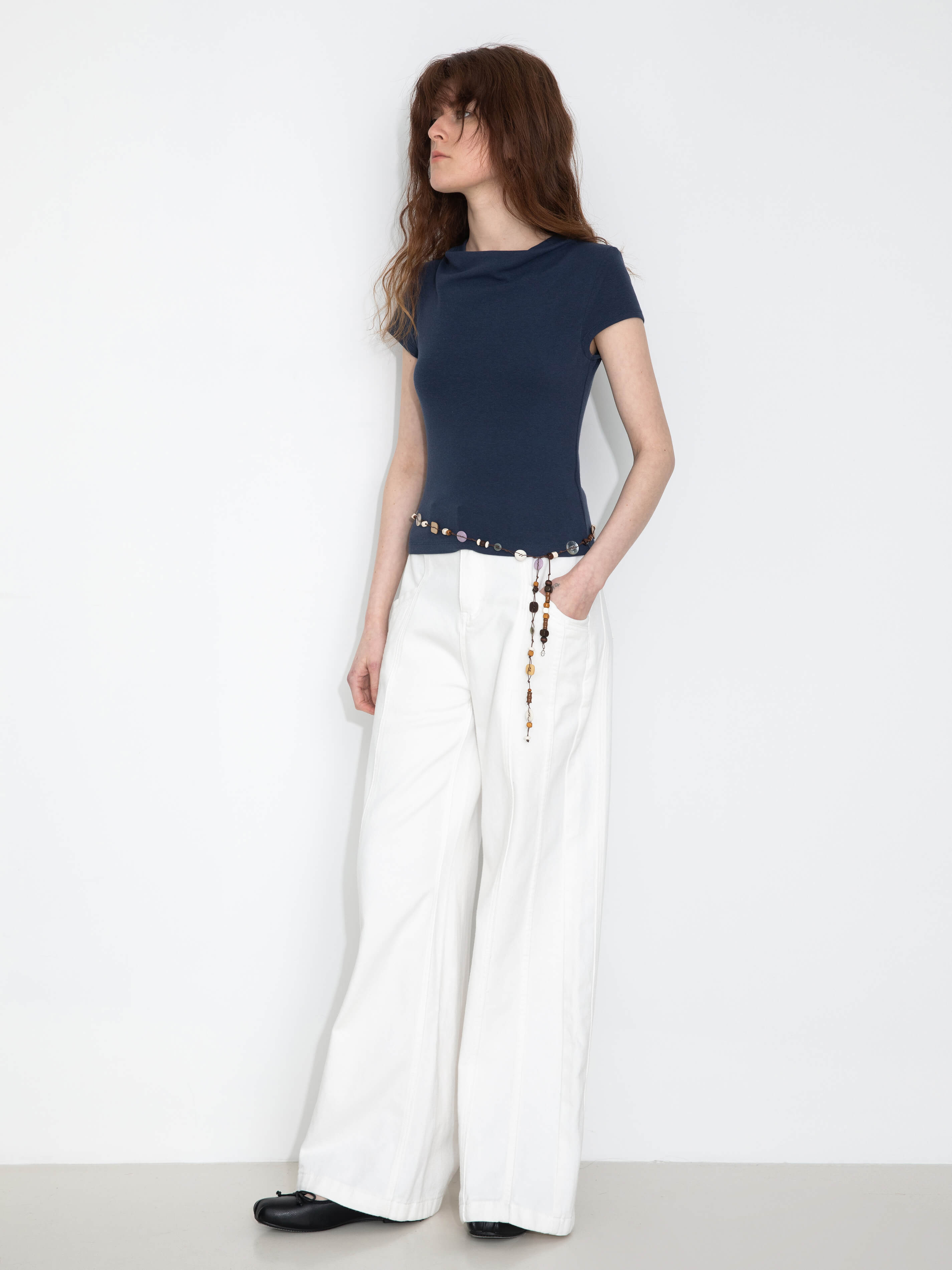 C by CUBIC Draped Neck Short-Sleeve T-Shirt-7