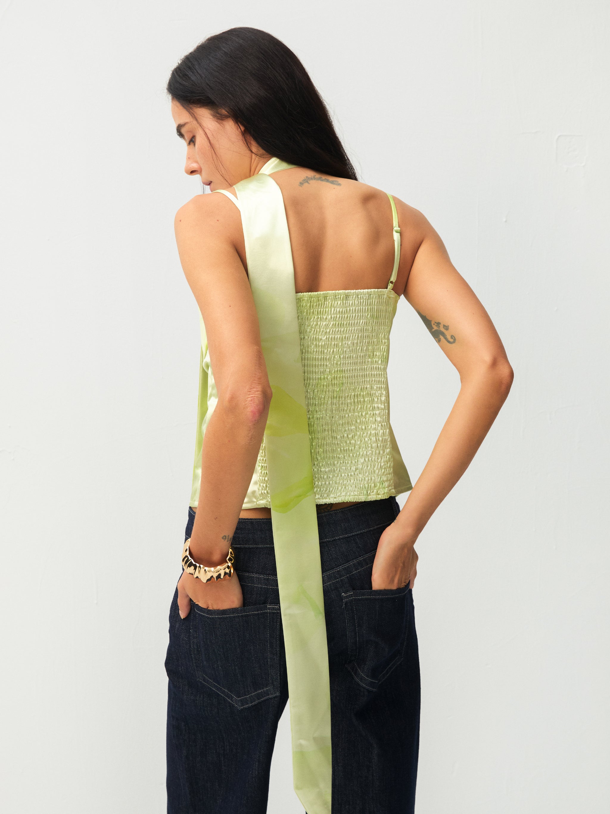 CUBIC Apple Print Satin Skinny Scarf-6