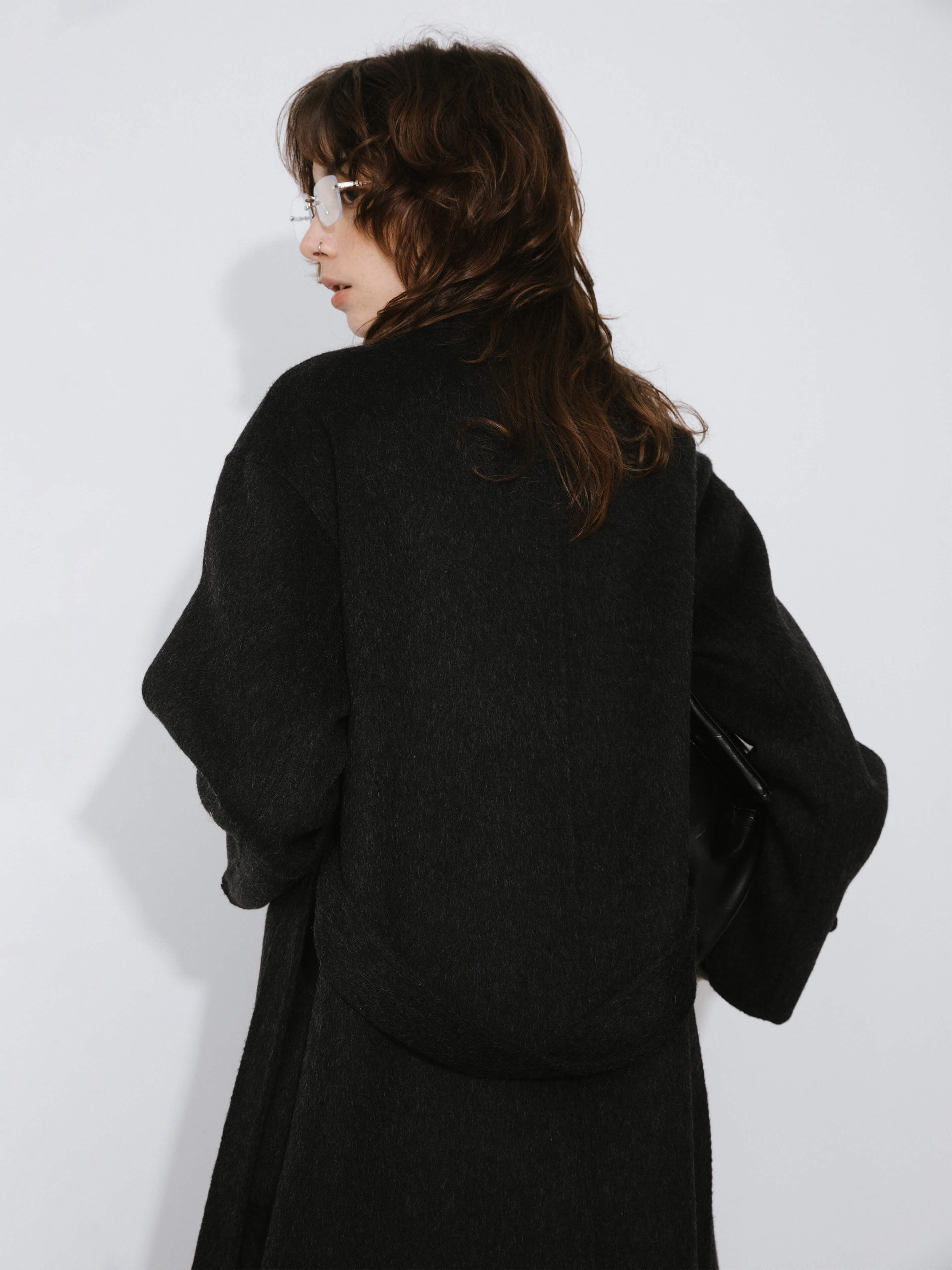 High Collar Tailored Wool Long Coat-6