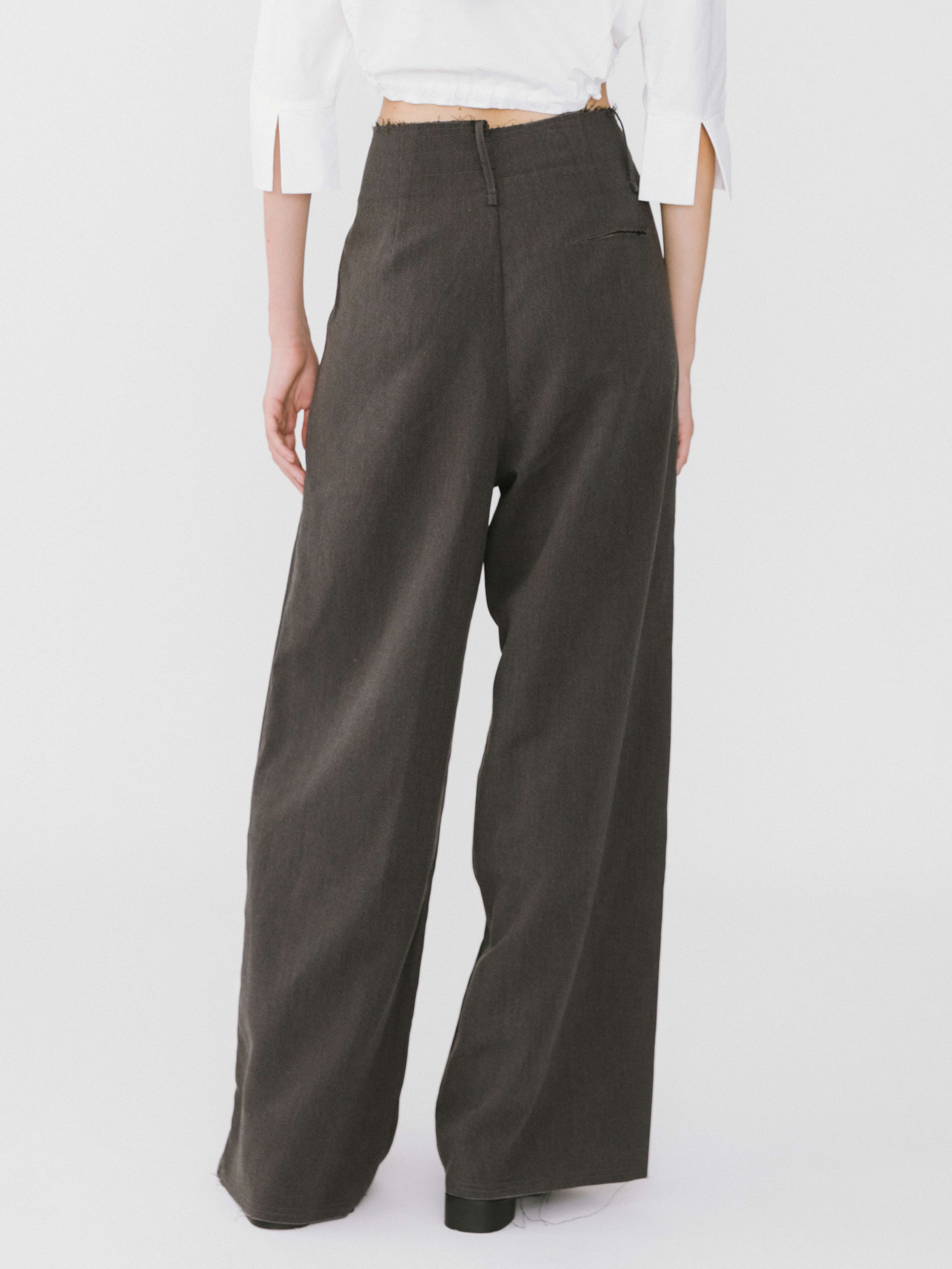 Asymmetric Waistband Tailored Trousers-6