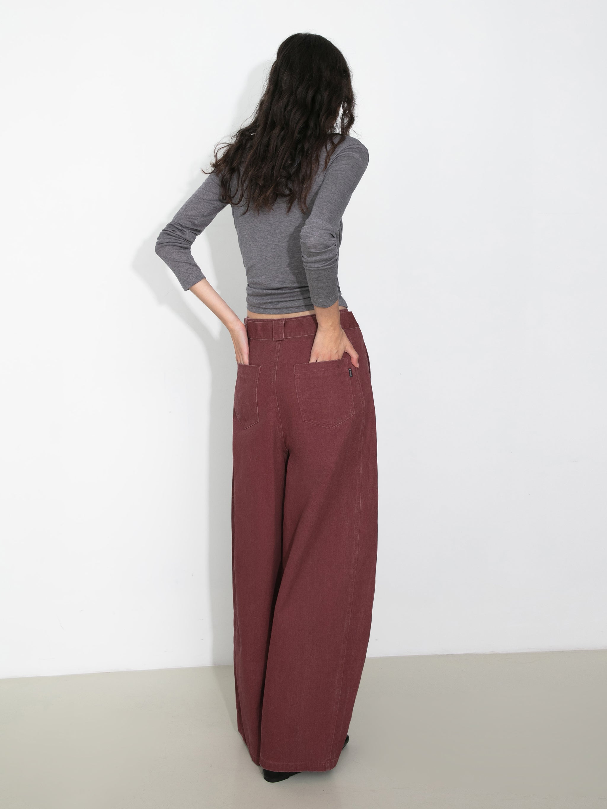 Wide Belted Tapered-Leg Denim Trousers-6