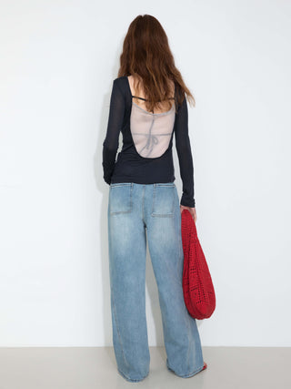 High-Waisted Wide-Leg Straight Jeans