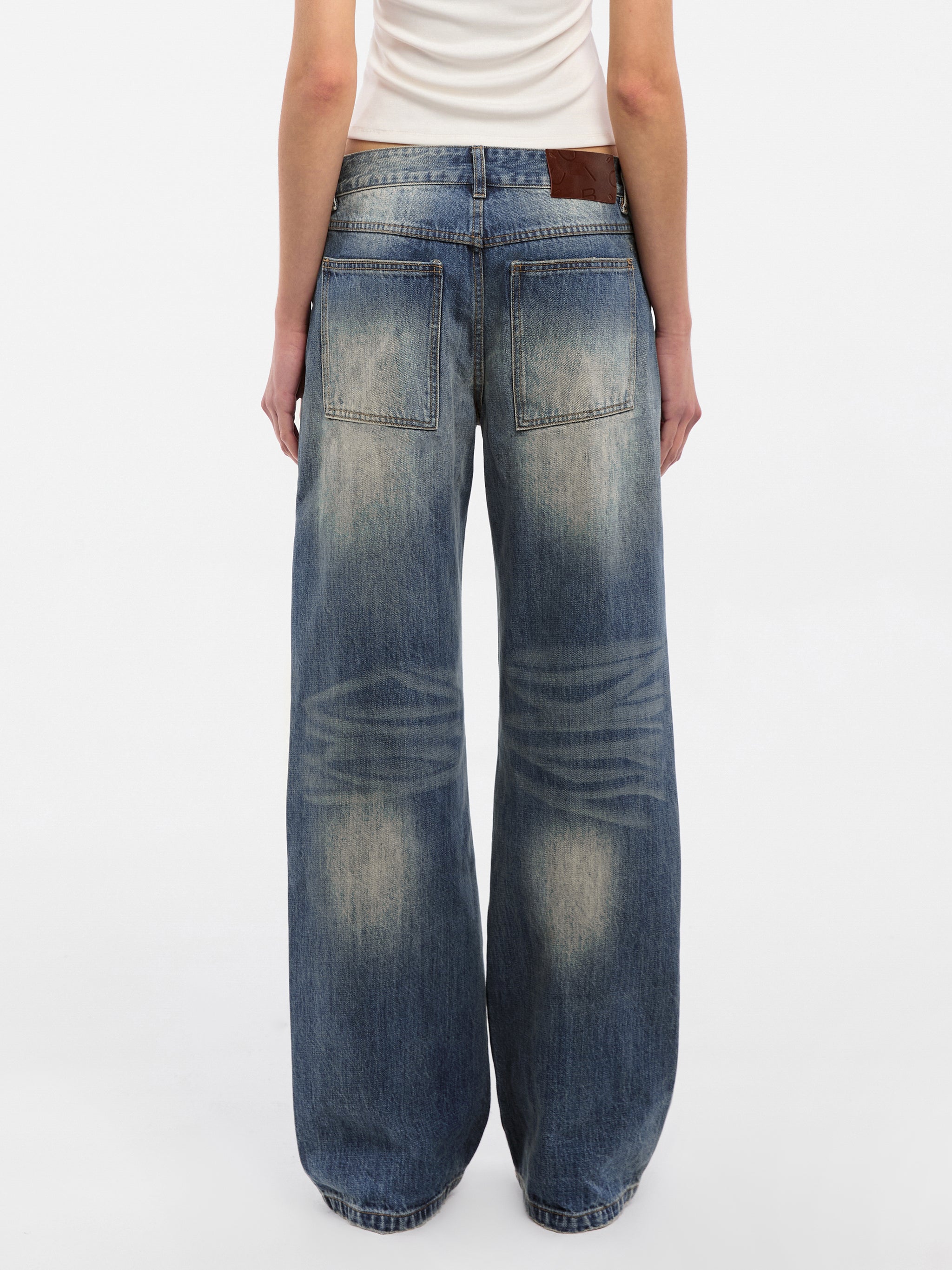 CUBIC Retro Washed Straight Leg Jeans-6