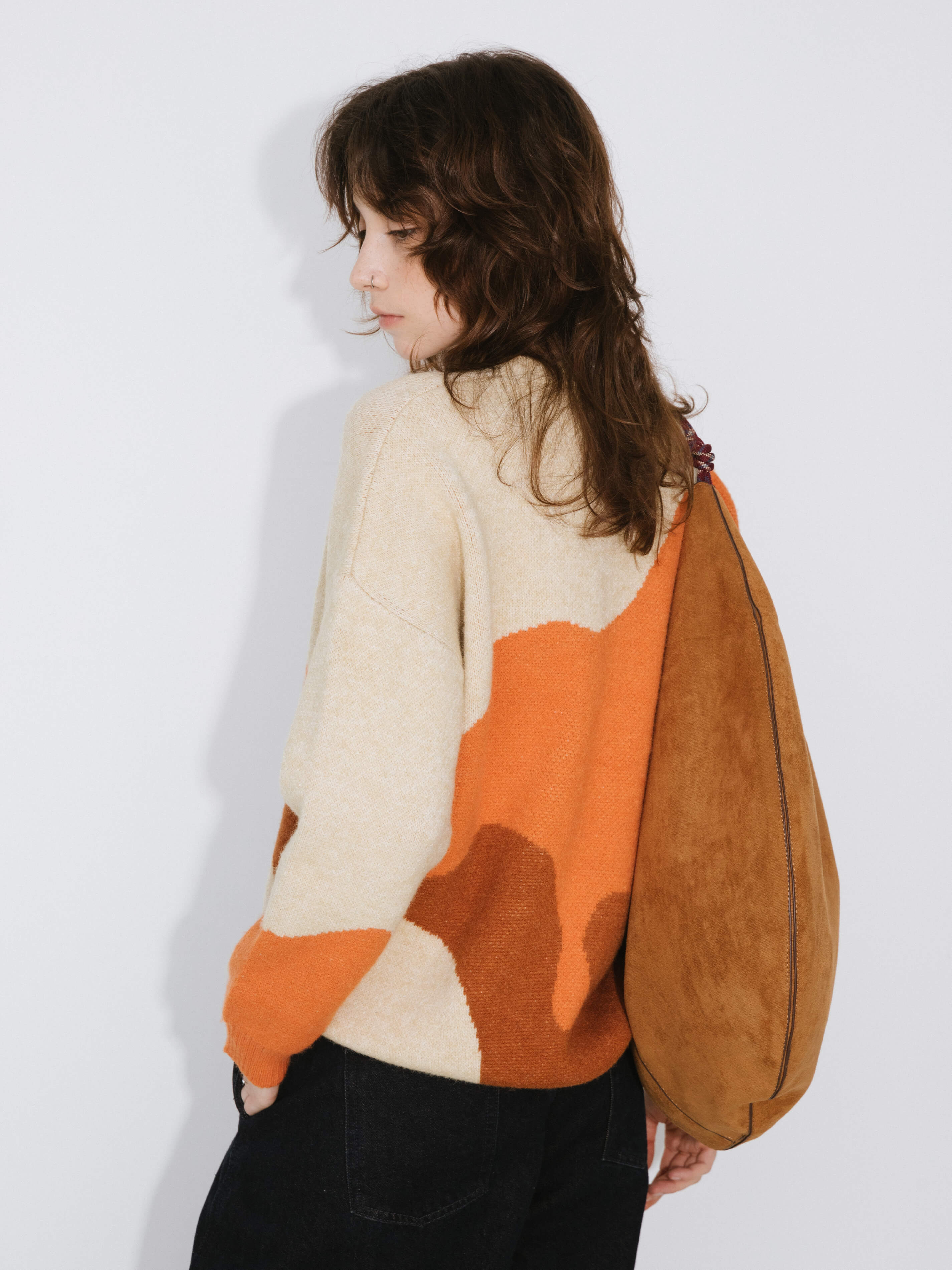 Melting Colour Block Oversized Knit Sweater-12