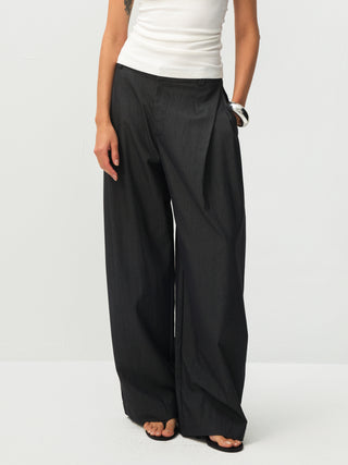 Wide-Leg Tapered Tailored Trousers