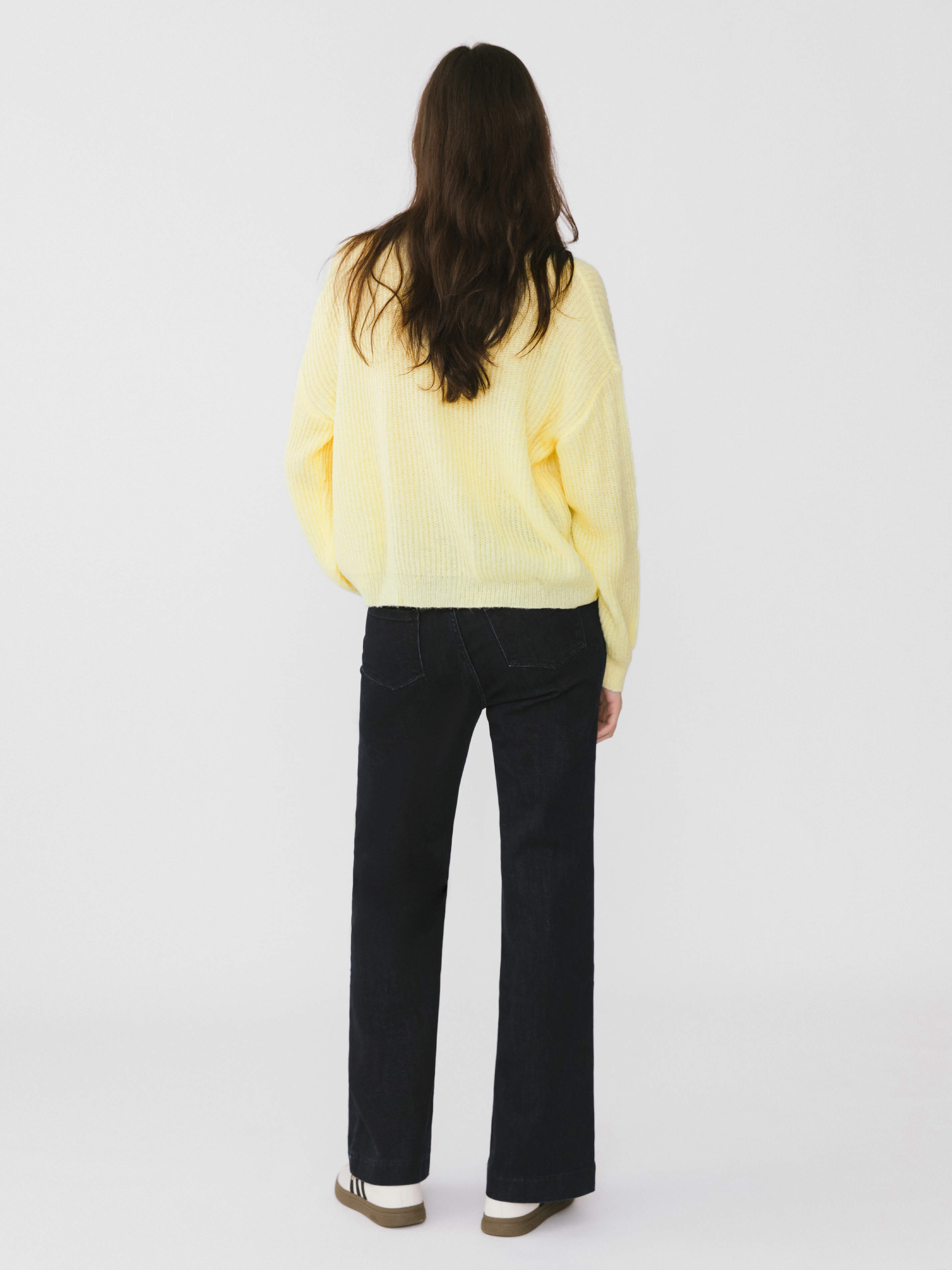 Casual V-Neck Ribbed Knit Cardigan with Wool Blend-6