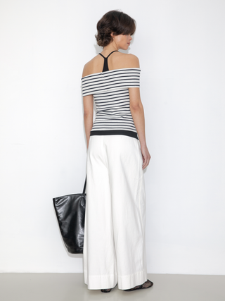 Striped Off-Shoulder Short-Sleeve Top