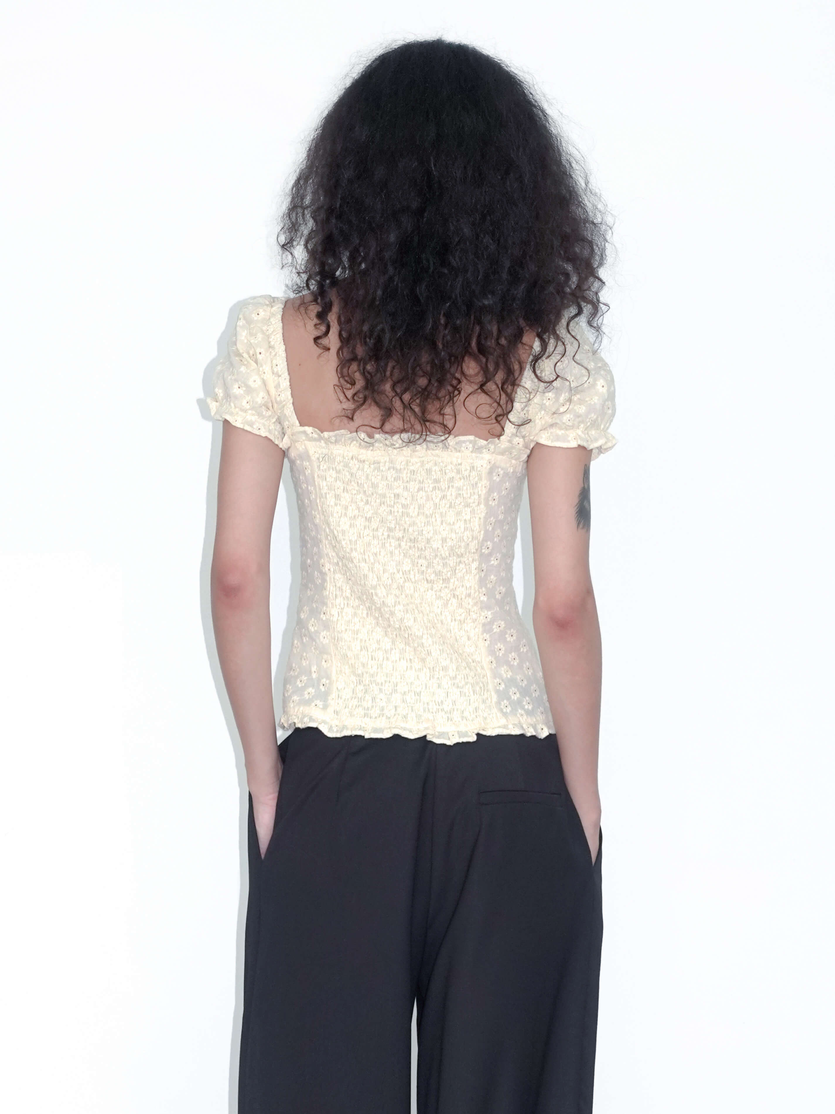 Embroidered Lace Puff Sleeve T-Shirt-6