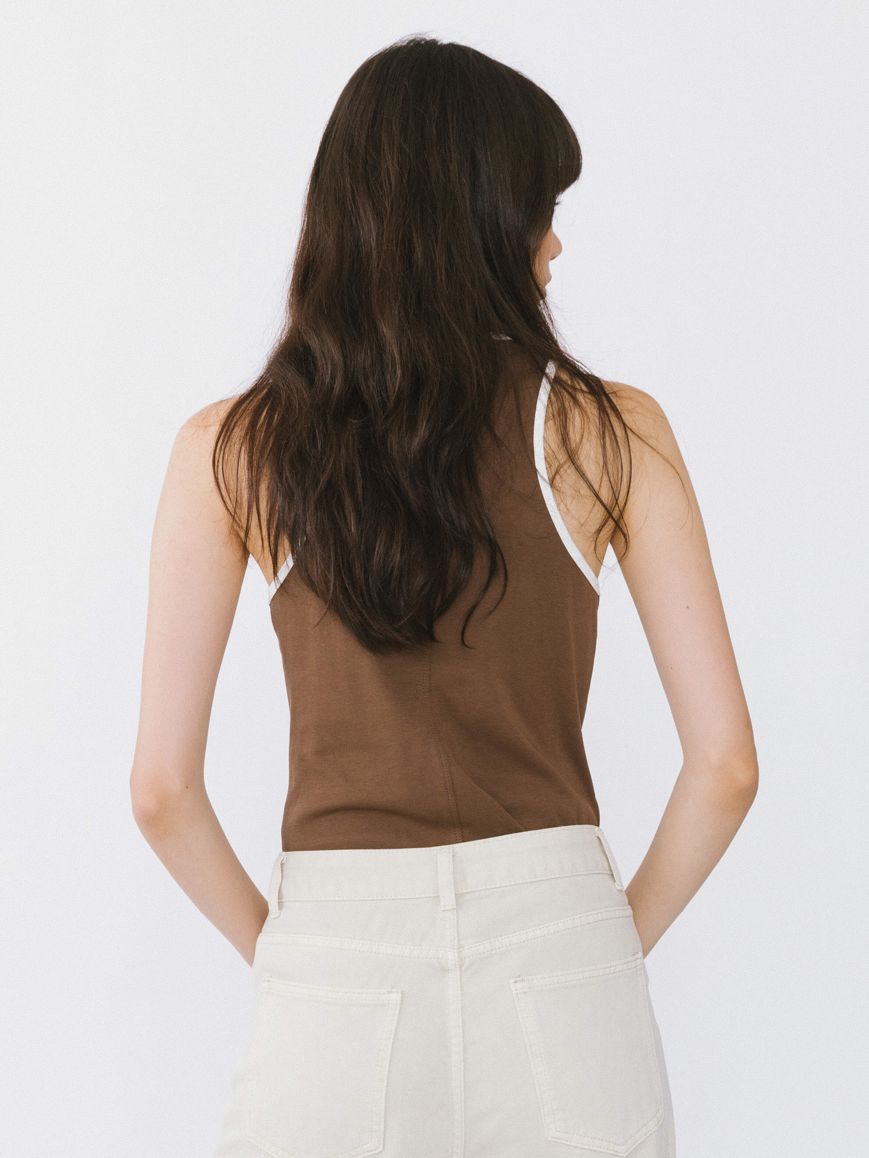 Contrast Cutaway Tank Top-6