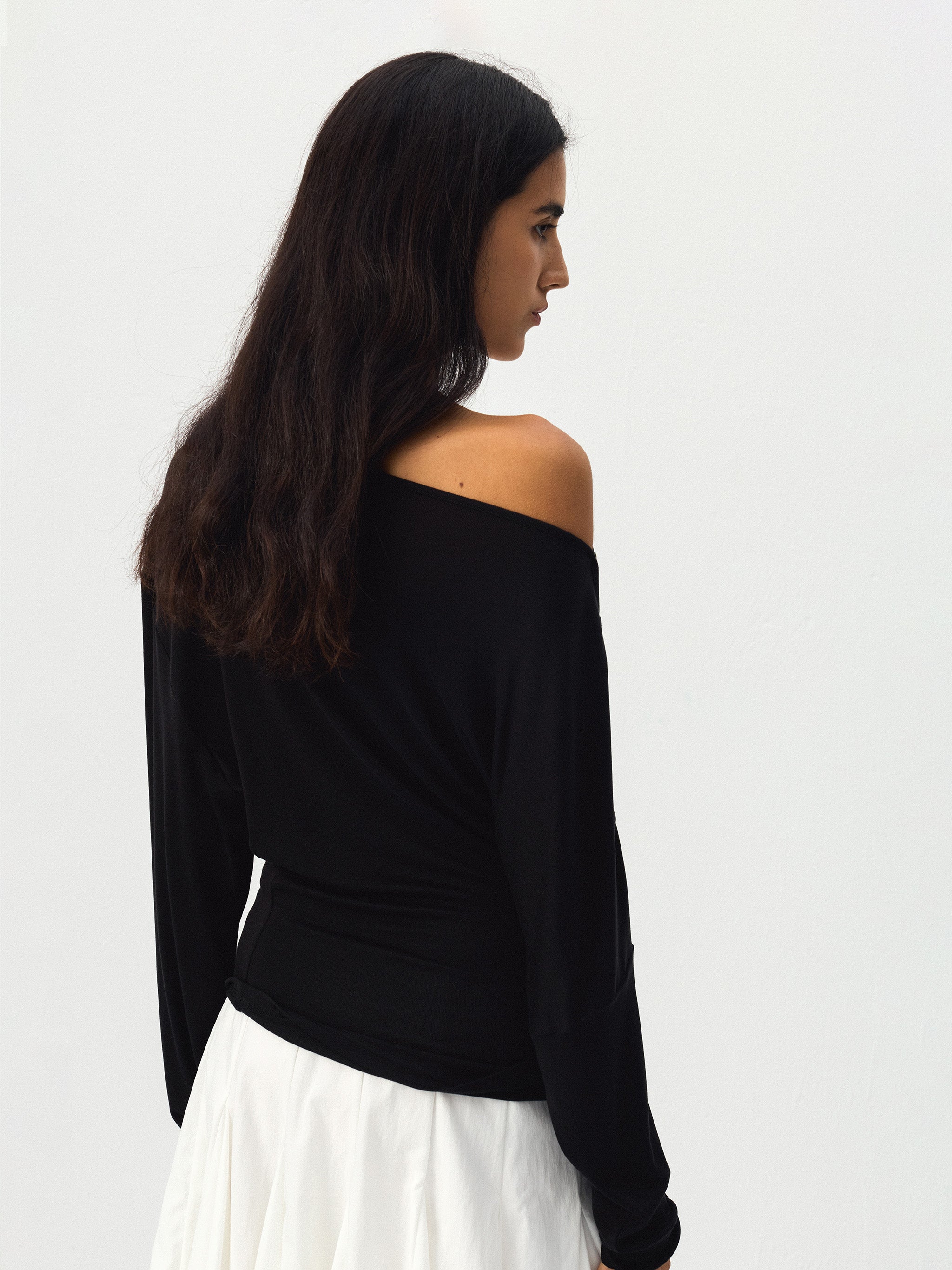 Sheer Off-Shoulder Long Sleeve Top-6