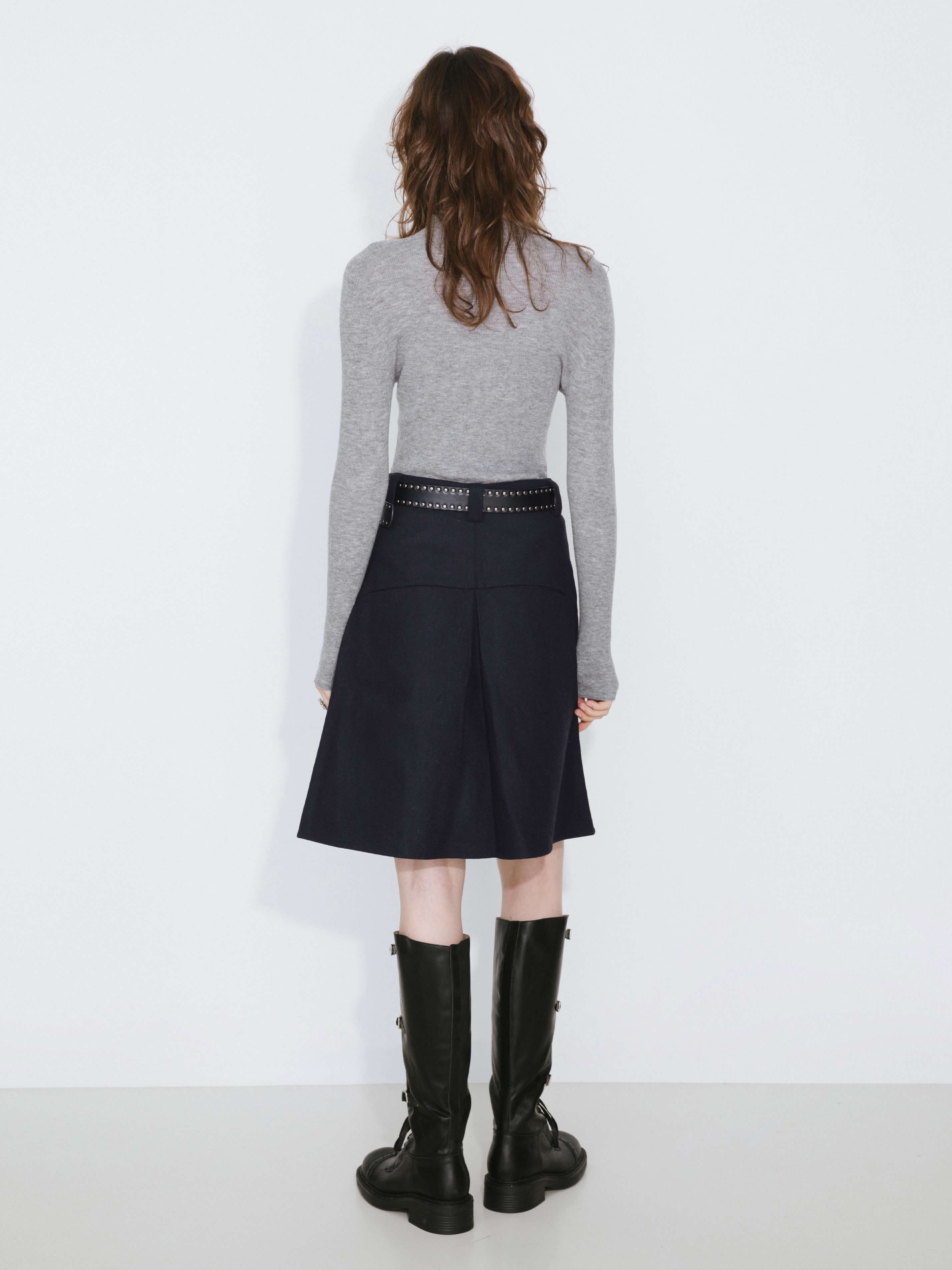 Wool Blend A-Line Skirt-6