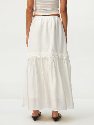 CUBIC Floral Appliqué Tiered Maxi Skirt