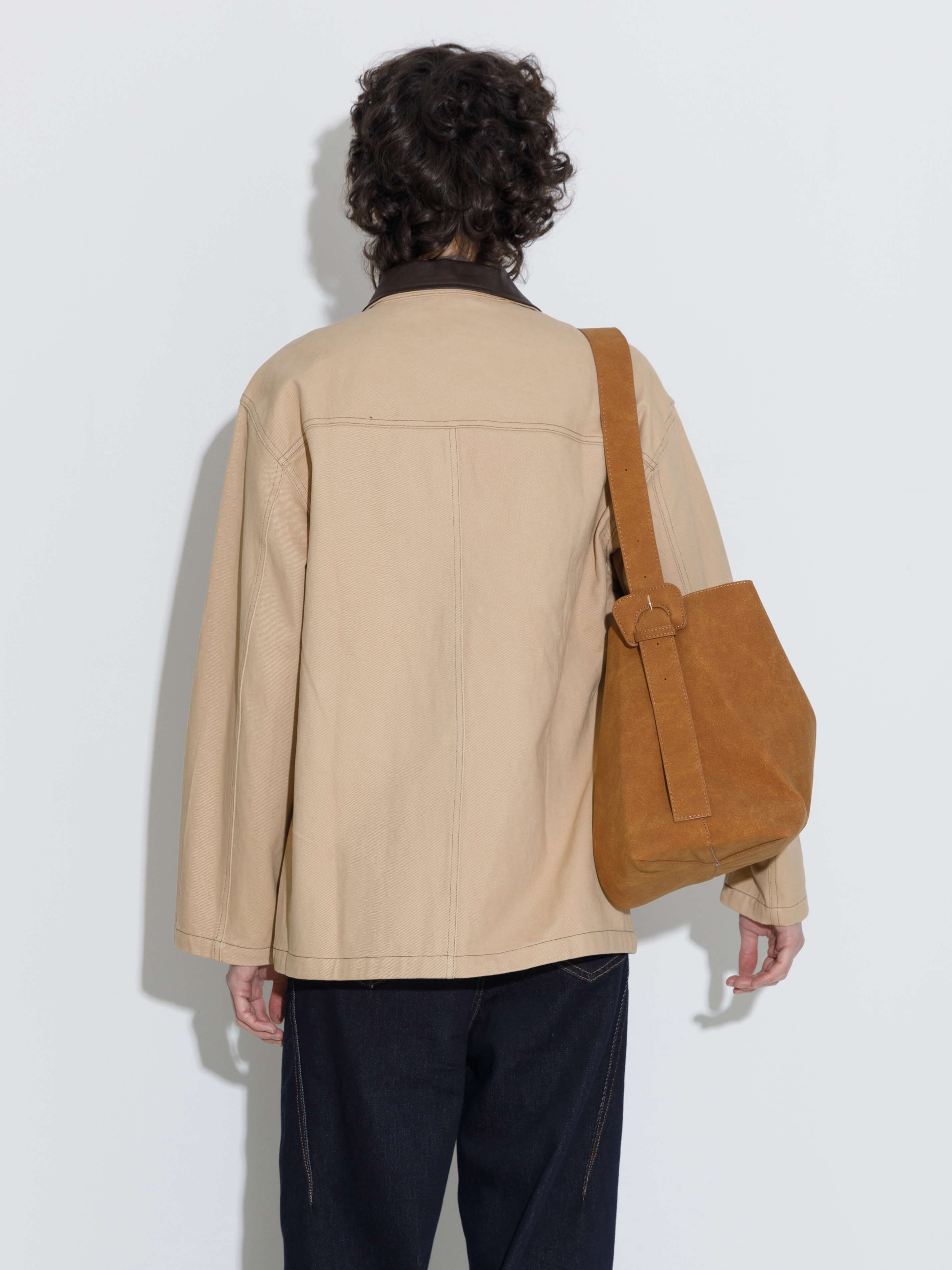 Cotton Loose Lapel Jacket with Asymmetric Pockets-6