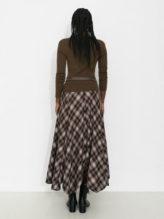Vintage Plaid Asymmetric A-Line Skirt
