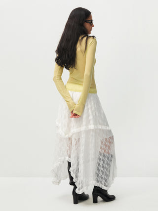 Lace Asymmetrical Layered Maxi Skirt