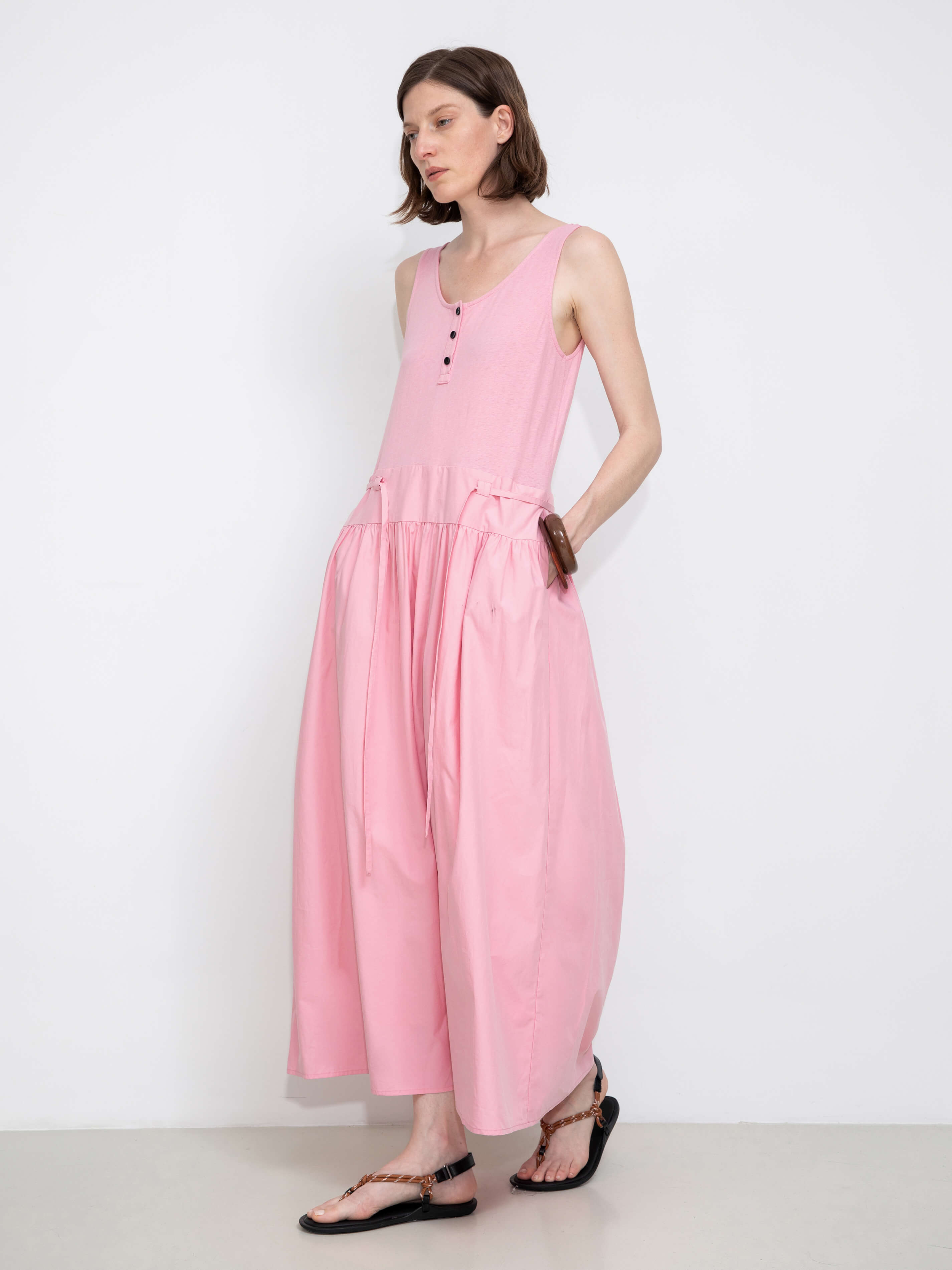 Panelled Henley Neck Vest Dress-6
