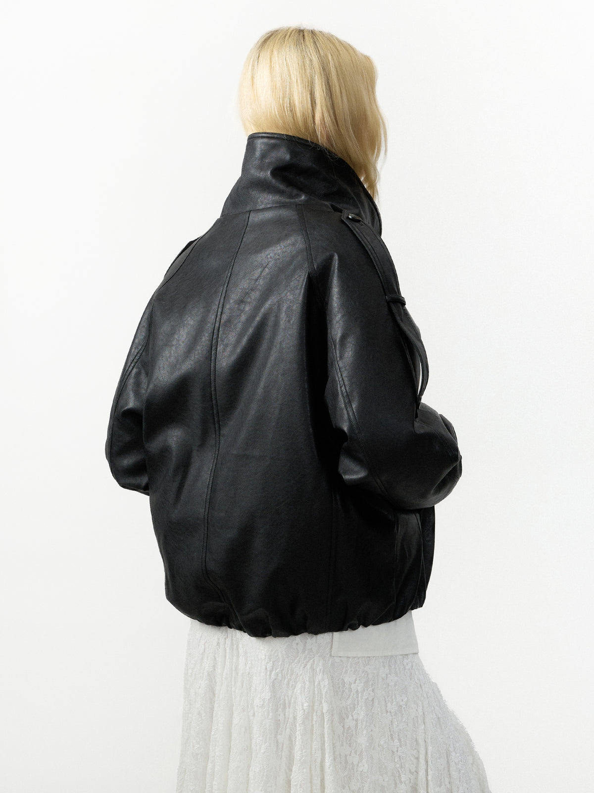 CUBIC Faux Leather Down Jacket-6