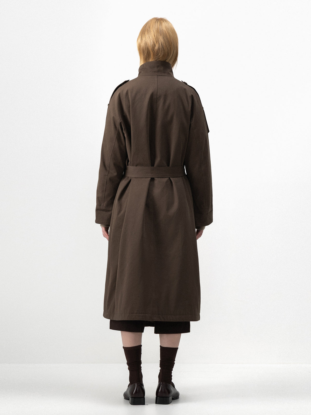 CUBIC Detachable Fur-Collar Belted Down Coat-6