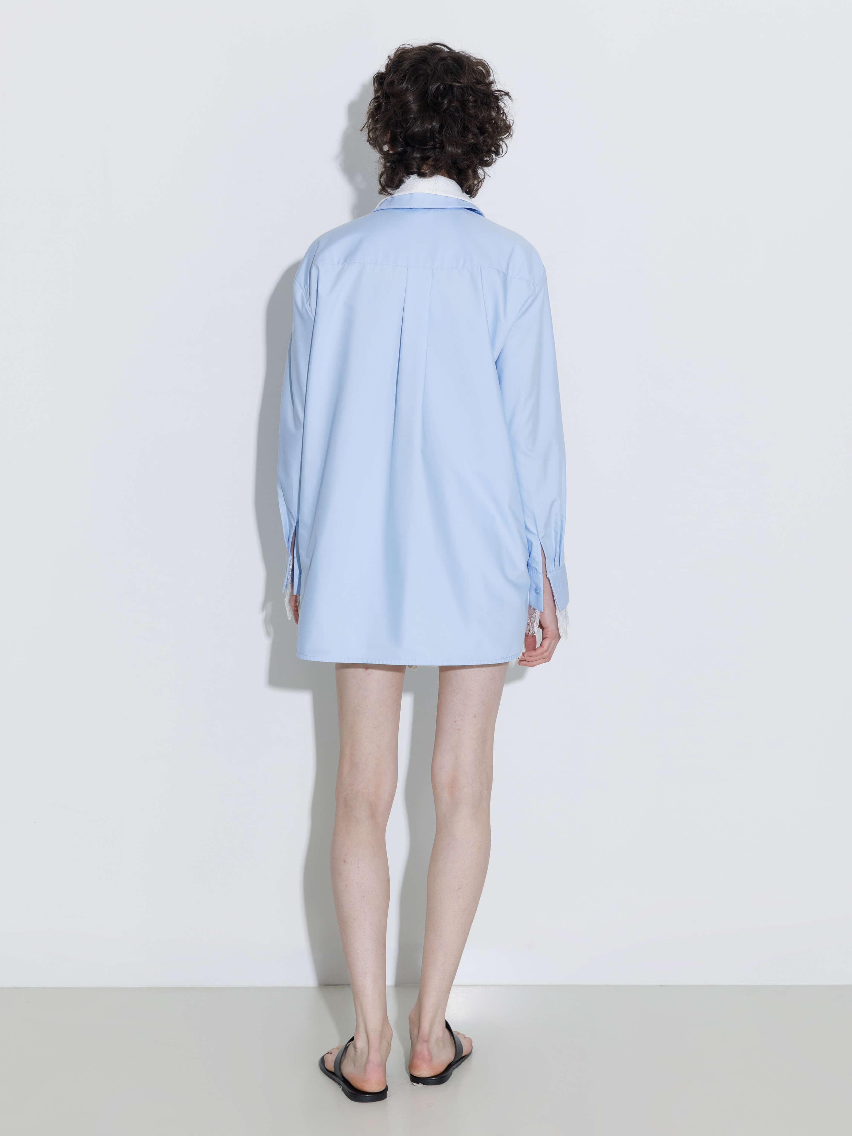 Double Wing Collar Shirt with Detachable Lace Collar-6